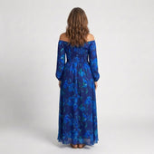 Judite | Vestido Comprido Floral com Ombros Descobertos