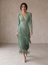 Chiara | Vestido Elegante com Mangas de Franjas