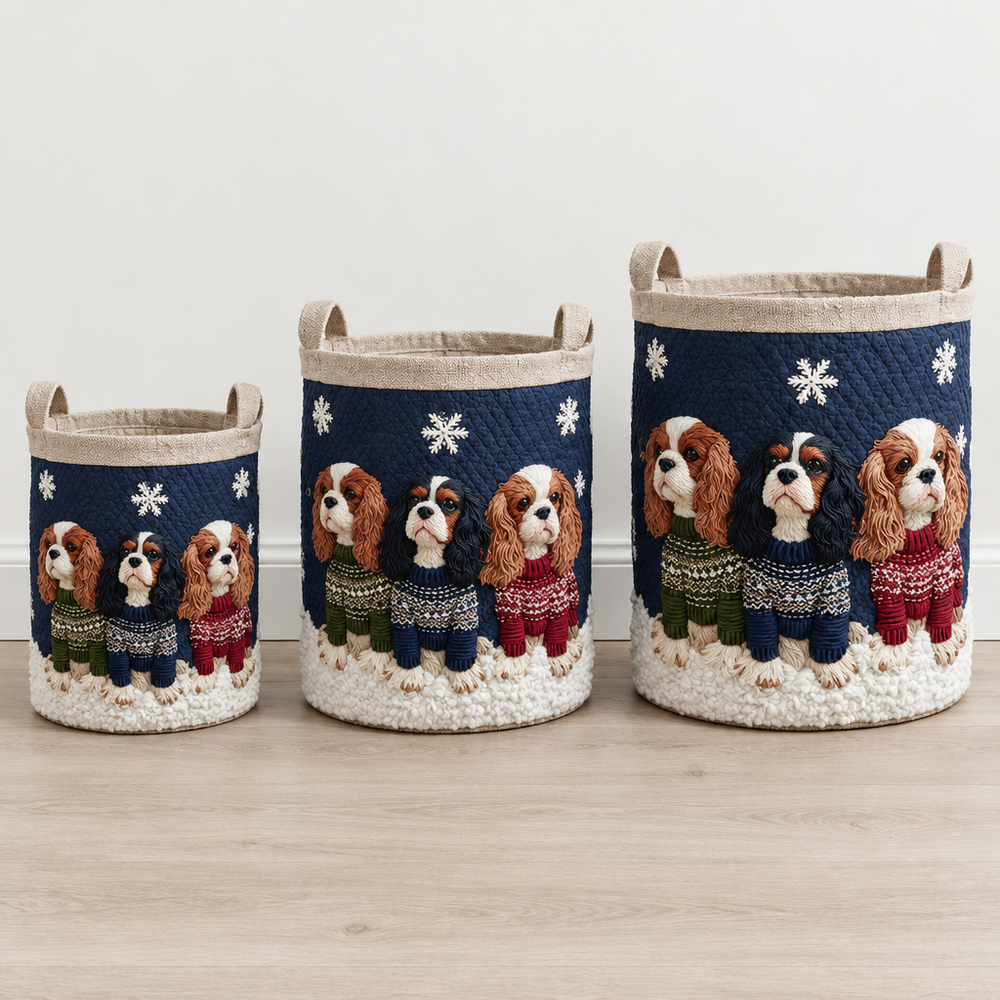 Cavalier King Charles de Camisola | Cesto de Roupa Feito à Mão