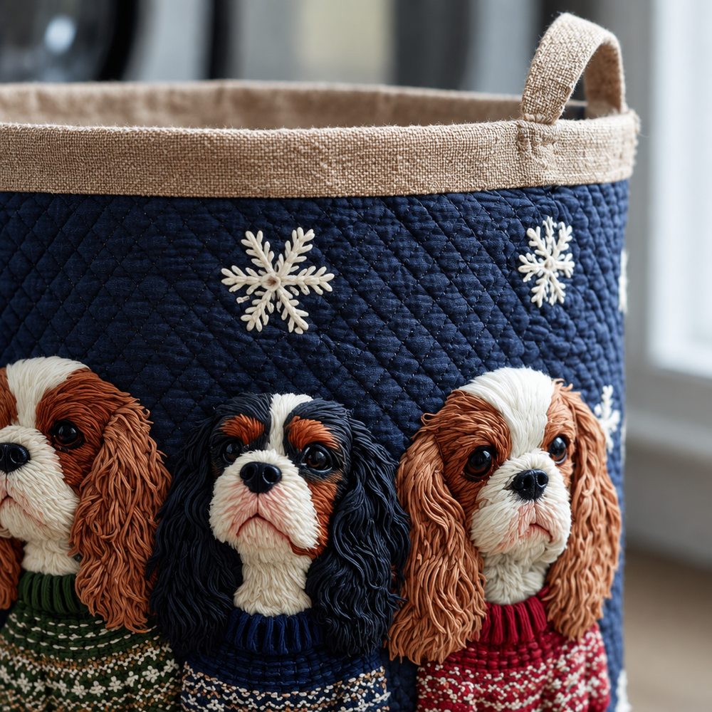 Cavalier King Charles de Camisola | Cesto de Roupa Feito à Mão