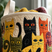 Carnaval de Gatos | Cesto de Roupa Feito à Mão