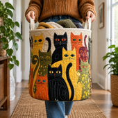 Carnaval de Gatos | Cesto de Roupa Feito à Mão