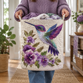Colibri e Flores | Cesto de Roupa Feito à Mão