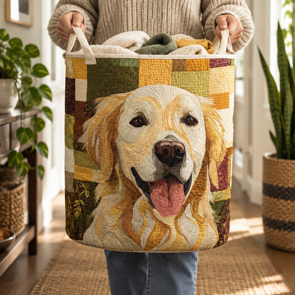 Doce Golden Retriever | Cesto de Roupa Feito à Mão