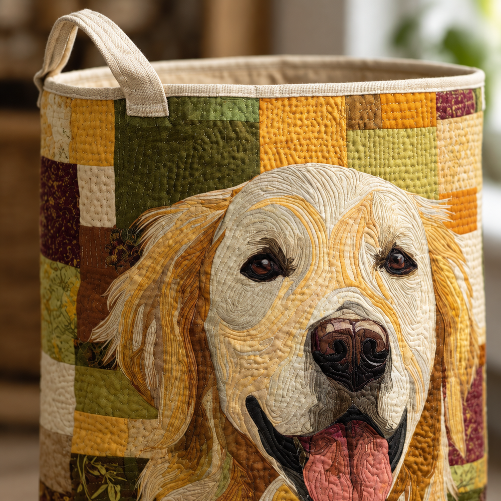 Doce Golden Retriever | Cesto de Roupa Feito à Mão