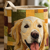 Doce Golden Retriever | Cesto de Roupa Feito à Mão