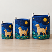 Encanto do Golden Retriever | Cesto de Roupa Feito à Mão