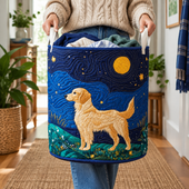 Encanto do Golden Retriever | Cesto de Roupa Feito à Mão