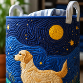 Encanto do Golden Retriever | Cesto de Roupa Feito à Mão