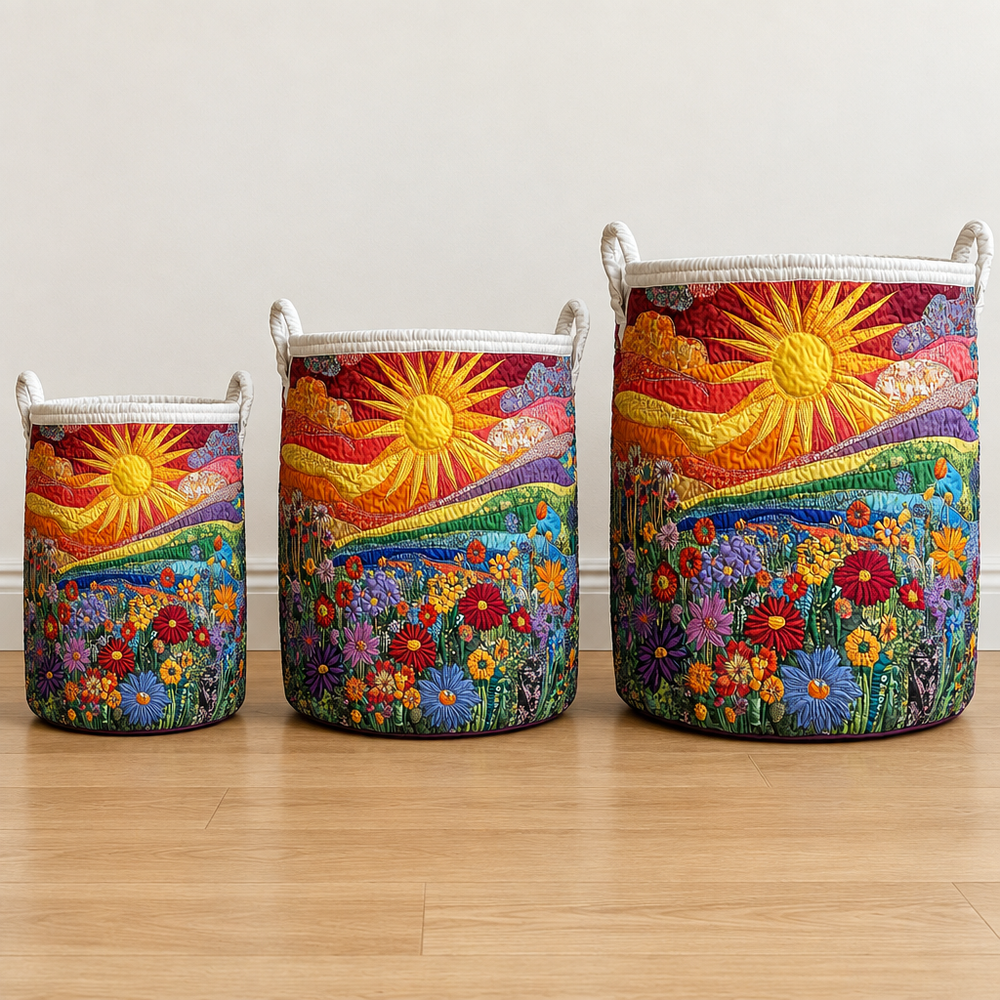Flores e Sol | Cesto de Roupa Feito à Mão