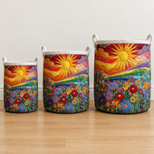 Flores e Sol | Cesto de Roupa Feito à Mão