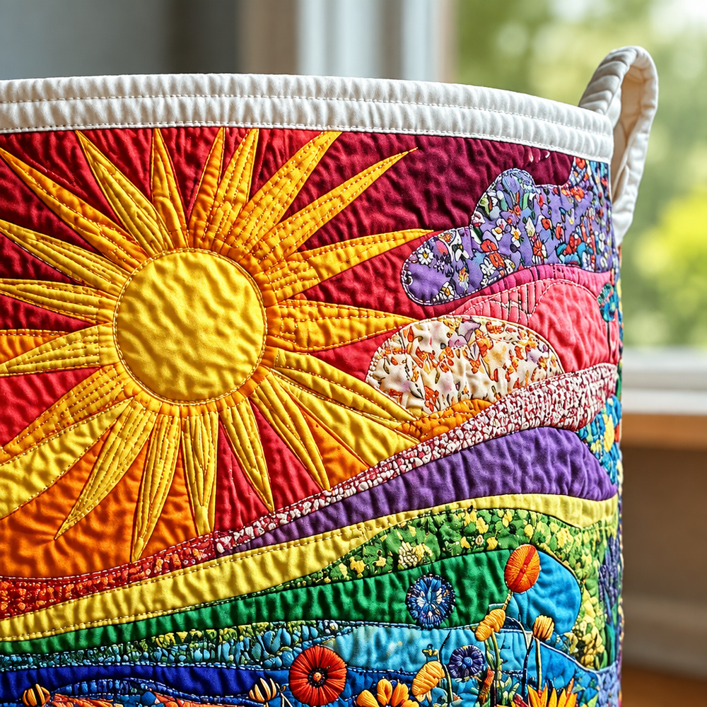 Flores e Sol | Cesto de Roupa Feito à Mão
