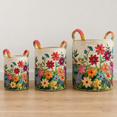 Flores | Cesto de Roupa Feito à Mão