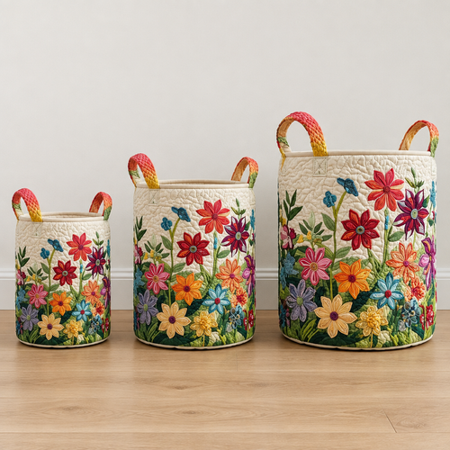 Flores | Cesto de Roupa Feito à Mão