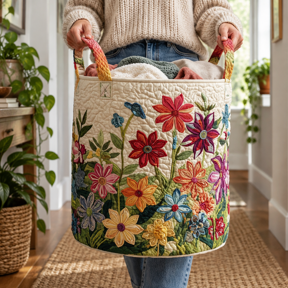 Flores | Cesto de Roupa Feito à Mão