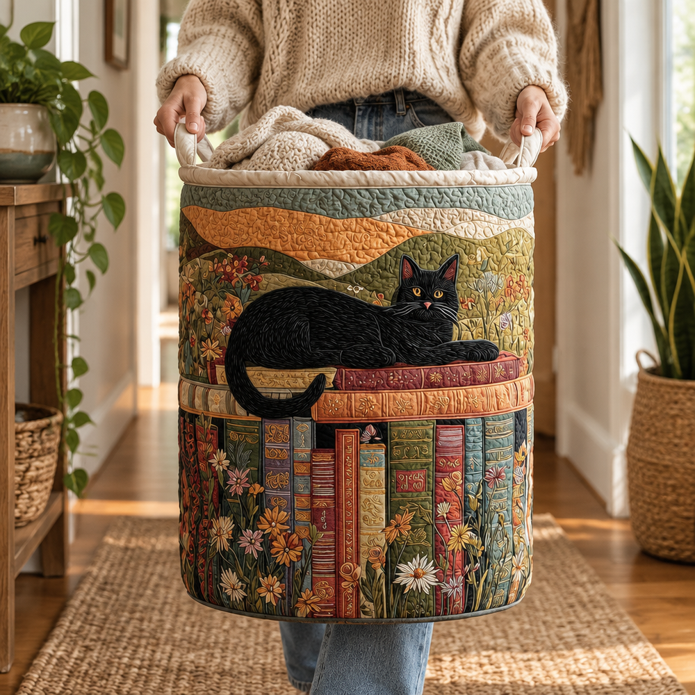 Gato Aconchegante | Cesto de Roupa Feito à Mão