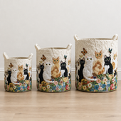 Gatos no Jardim | Cesto de Roupa Feito à Mão