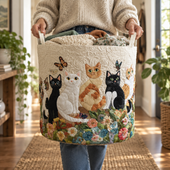 Gatos no Jardim | Cesto de Roupa Feito à Mão