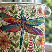 Libélula e Flores | Cesto de Roupa Feito à Mão