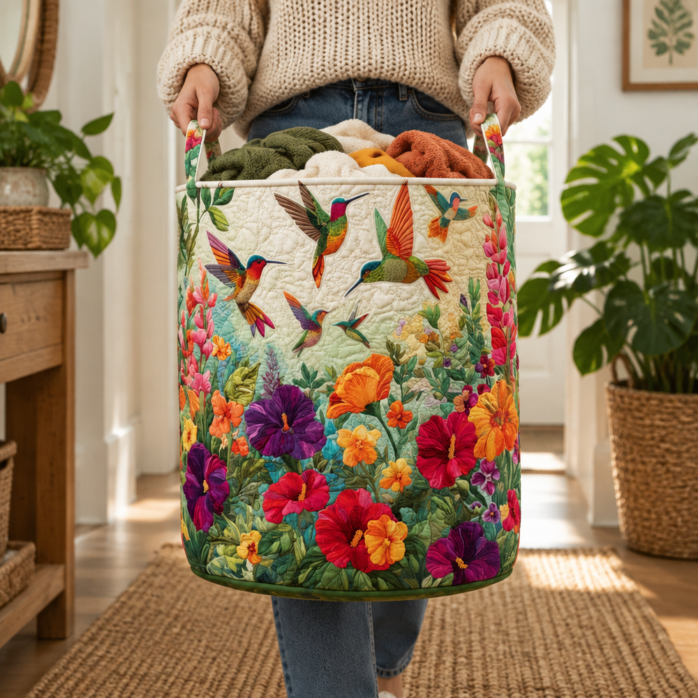 Pássaros e Flores | Cesto de Roupa Feito à Mão
