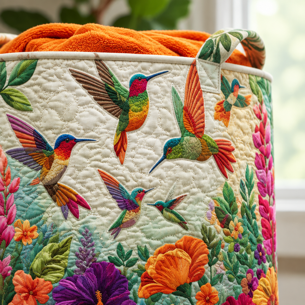Pássaros e Flores | Cesto de Roupa Feito à Mão