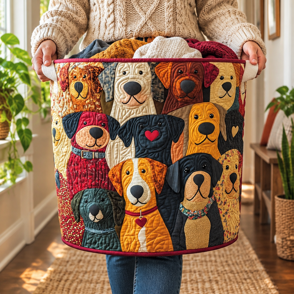 Cães Coloridos | Cesto de Roupa Feito à Mão