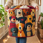 Cães Coloridos | Cesto de Roupa Feito à Mão
