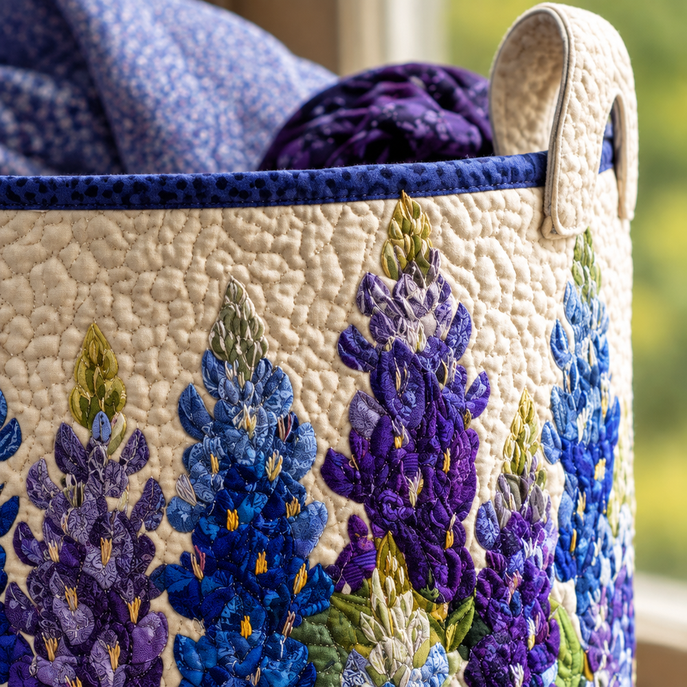 Caminho de Flores Azuis | Cesto de Roupa Feito à Mão
