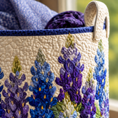 Caminho de Flores Azuis | Cesto de Roupa Feito à Mão