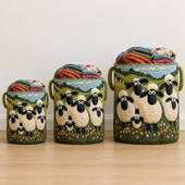 Ovelha e Flores | Cesto de Roupa Feito à Mão