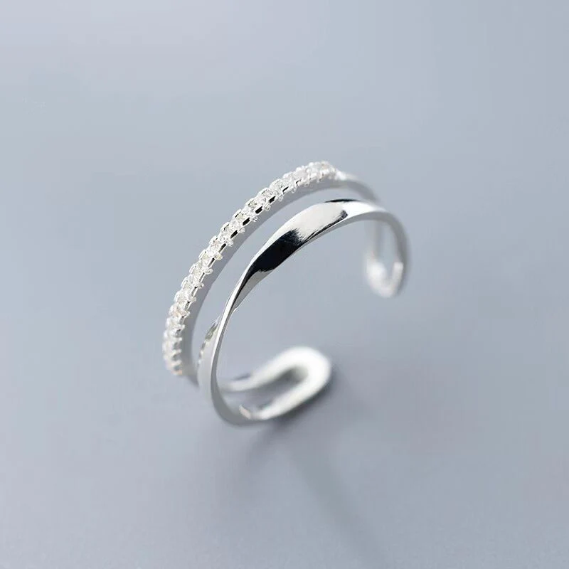 Verstellbarer Zirkonia-Ring aus Silber
