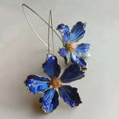 Vintage-Blaue Blüten-Ohrringe