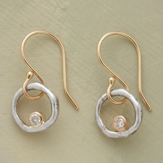 Vintage-Ohrringe in Gold und Silber mit Zirkonia