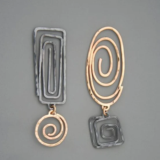 Vintage-Silver-Gold-Spiral-Ohrringe