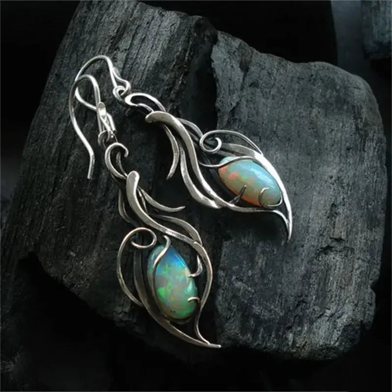 Vintage Ohrringe mit blauem Opal aus 925 Silber