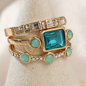 Silberfarbener Vintage-Ring mit blauem Kristall