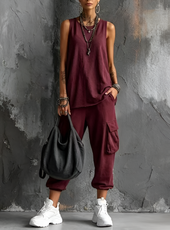 Valentina | Conjunto Casual de 2 Peças Mulher com Bolsos
