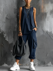 Valentina | Conjunto Casual de 2 Peças Mulher com Bolsos