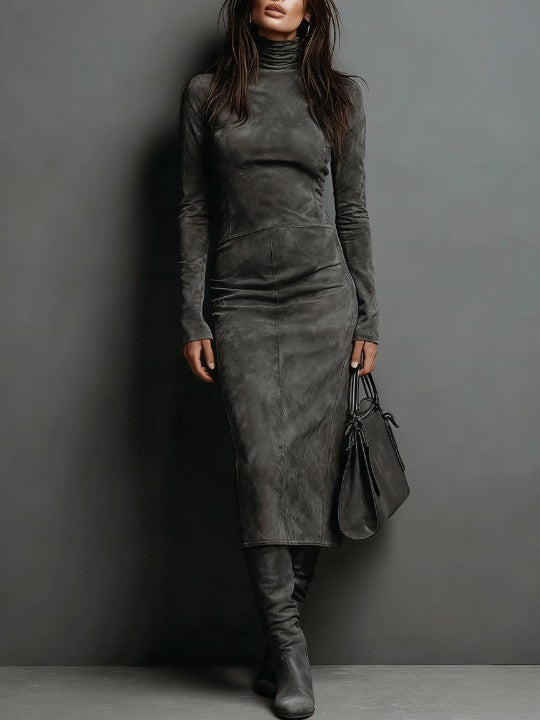 Lurdes | Vestido Midi Comprido Castanho