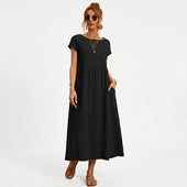 Inês - Vestido Midi em Algodão com Bolsos