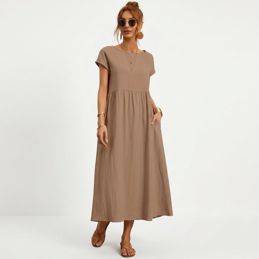 Inês - Vestido Midi em Algodão com Bolsos