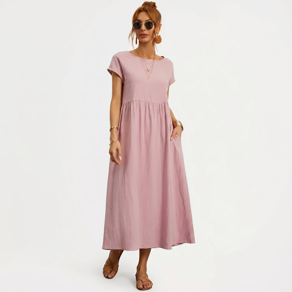 Inês - Vestido Midi em Algodão com Bolsos