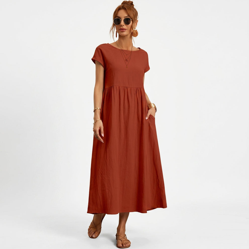 Inês - Vestido Midi em Algodão com Bolsos