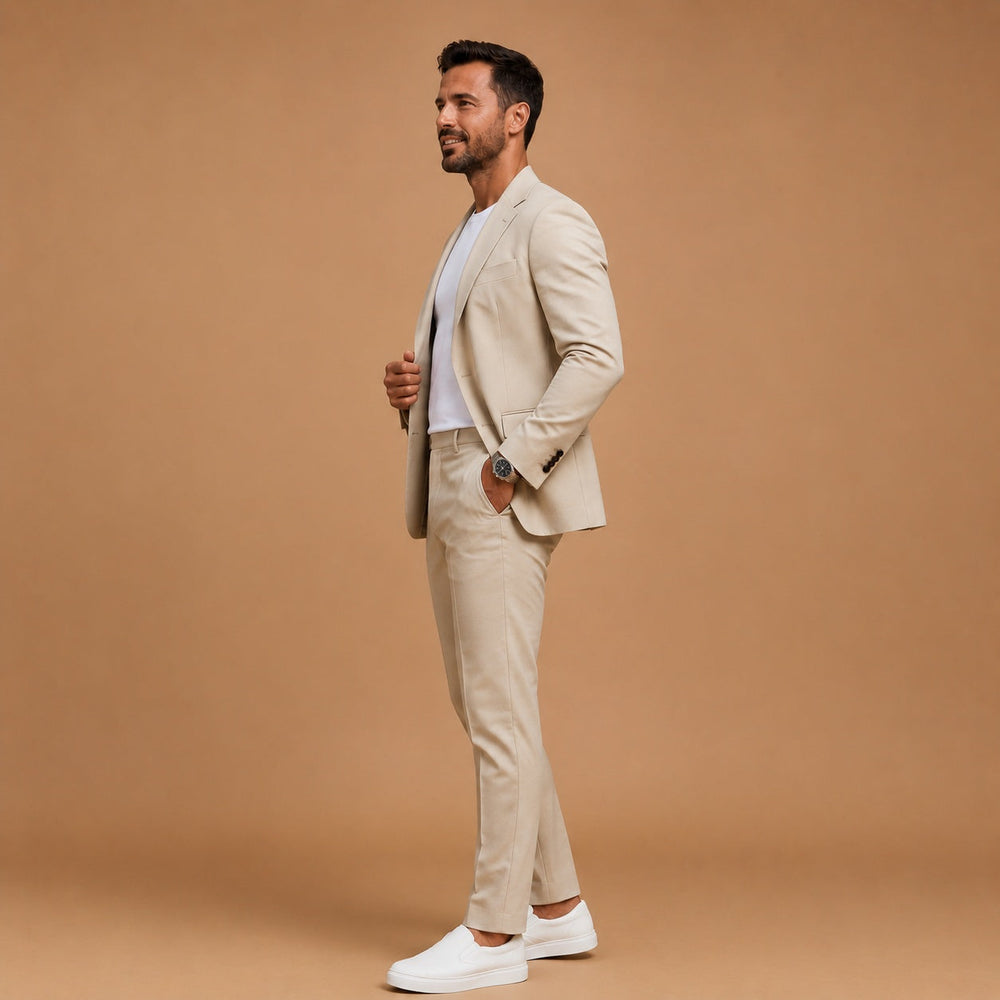 Miguel | Moška dvodelna obleka slim fit s klasičnim ovratnikom