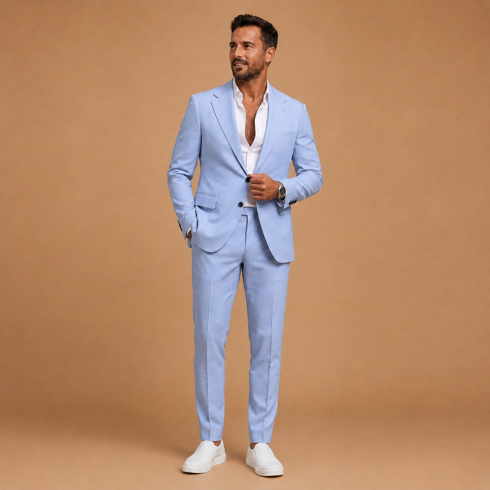 Miguel | Moška dvodelna obleka slim fit s klasičnim ovratnikom