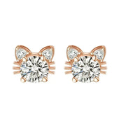 Vitória | Brincos Gato Moissanite Ouro Rosa