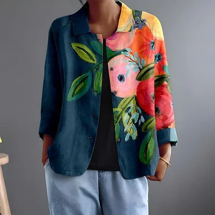 Fernanda | Casaco com Estampado Floral Pintado
