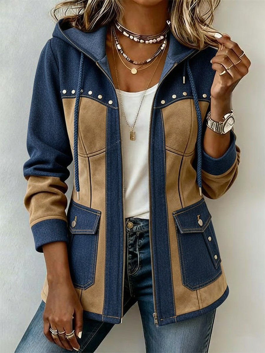 Véronique | Casaco com Capuz em Dois Materiais