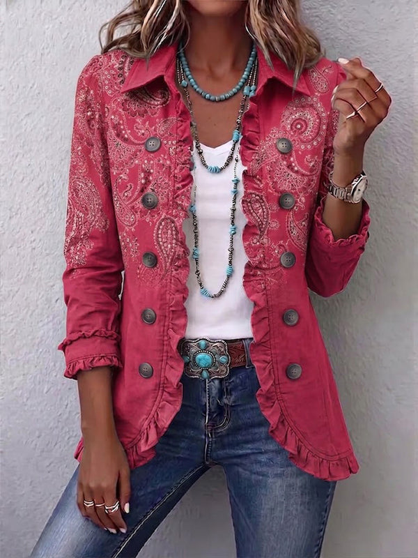 Anouk – Vintage jakna z volani in paisley potiskom