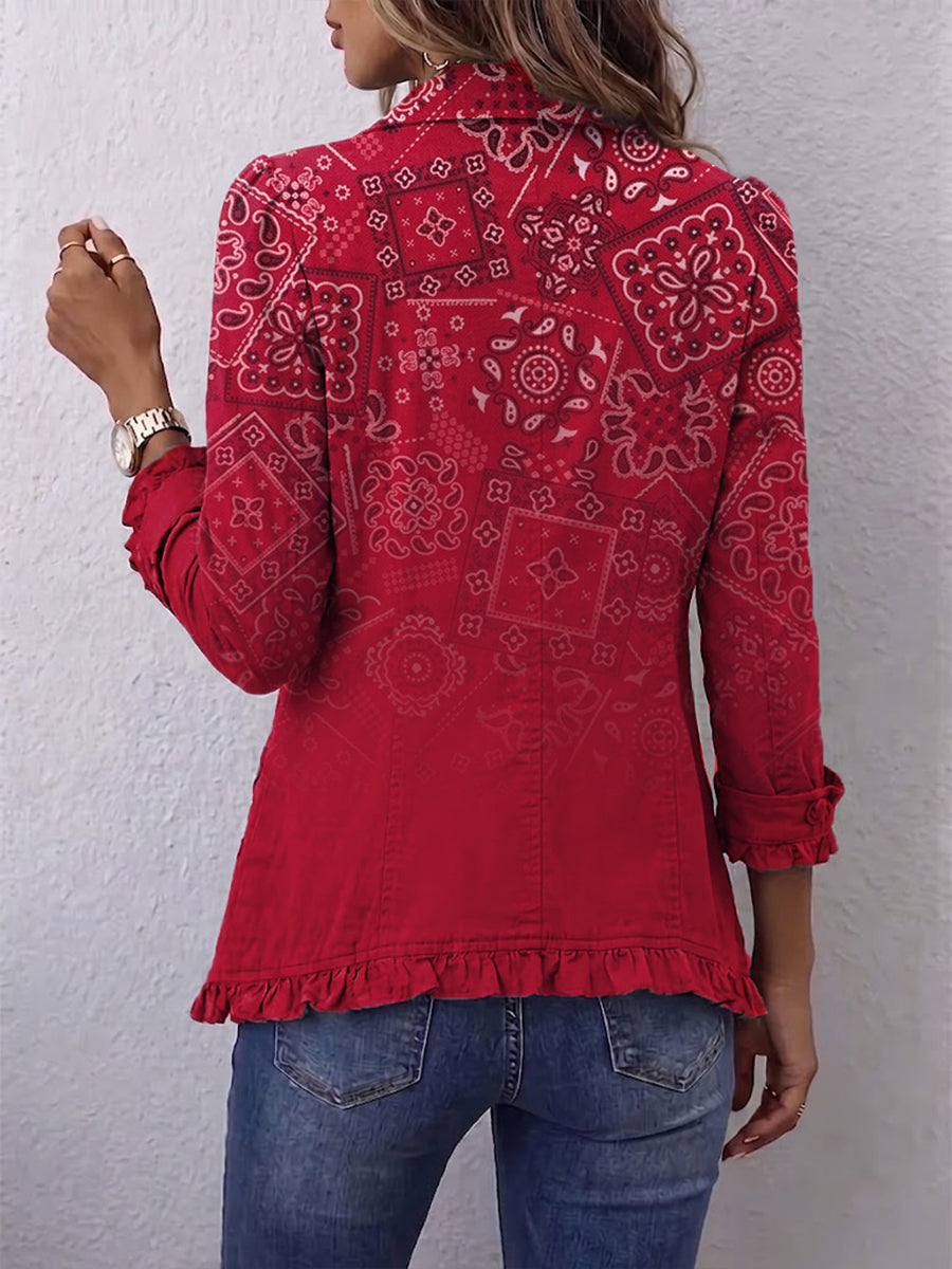 Criselle – Bohemska jakna z volani in paisley ombre potiskom